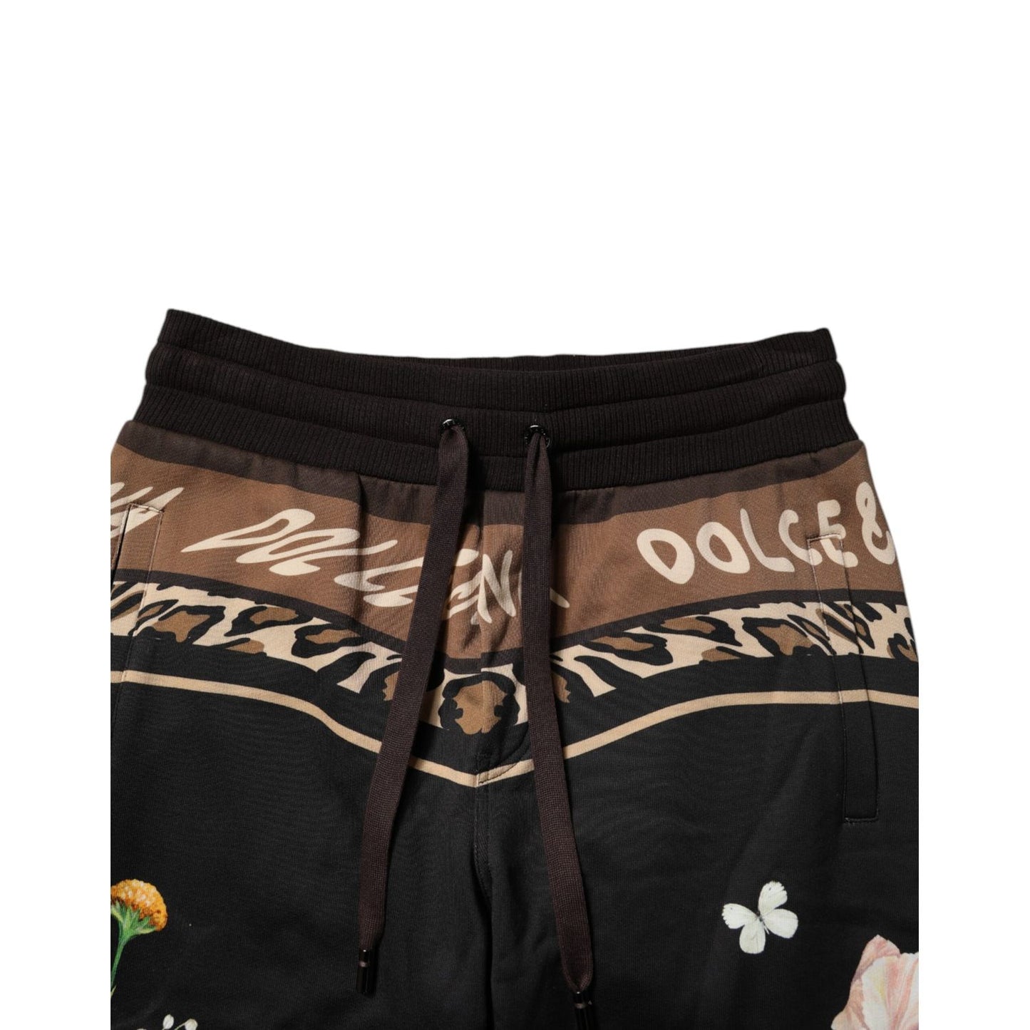 Dolce & Gabbana Black Floral Cotton Jogger Sweatpants Pants Dolce & Gabbana