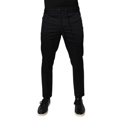 Dolce & Gabbana Dark Blue Cotton Men Jogger Sweatpants Pants