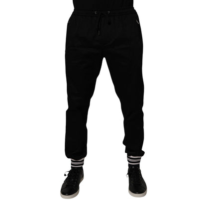Dolce & Gabbana Black Cotton Stretch Jogger Sweatpants Pants Dolce & Gabbana