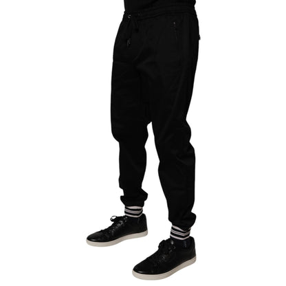 Dolce & Gabbana Black Cotton Stretch Jogger Sweatpants Pants Dolce & Gabbana