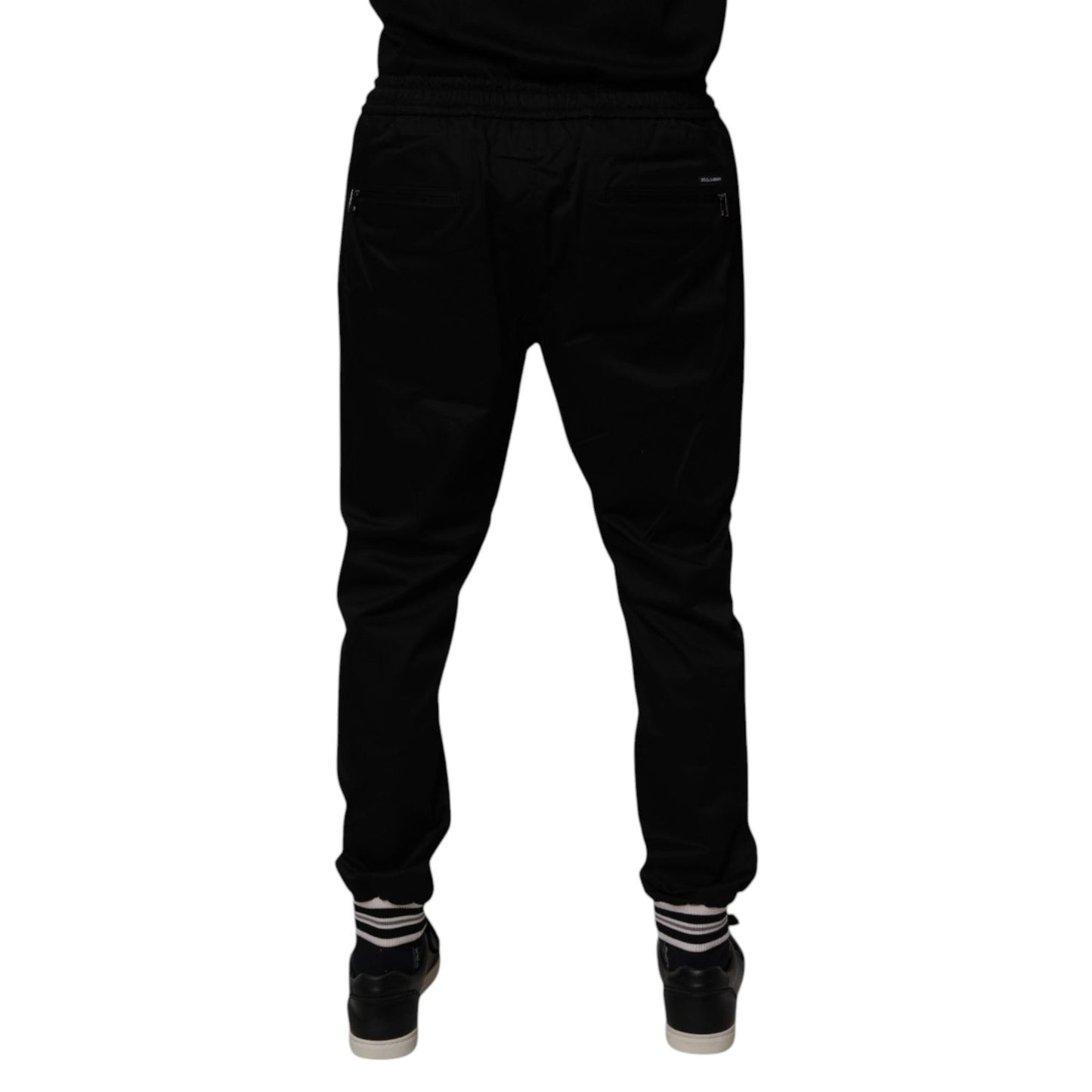 Dolce & Gabbana Black Cotton Stretch Jogger Sweatpants Pants Dolce & Gabbana