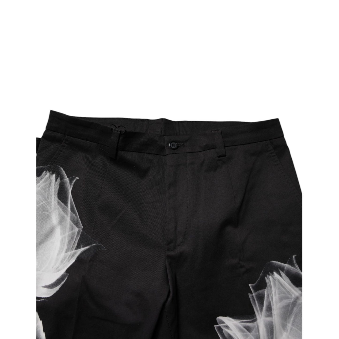 Dolce & Gabbana Black Cotton Floral Skinny Dress Pants Dolce & Gabbana