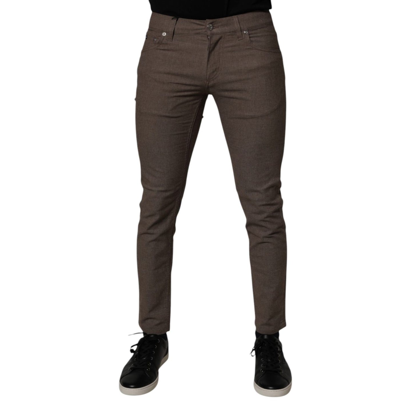 Dolce & Gabbana Brown Cotton Stretch Chino Pants Dolce & Gabbana