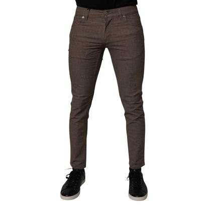 Dolce & Gabbana Brown Cotton Stretch Chino Pants Dolce & Gabbana