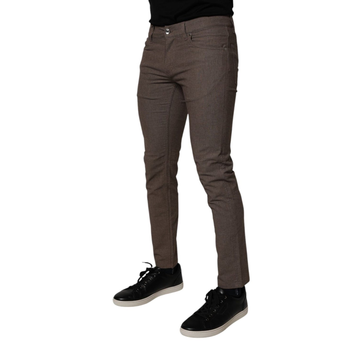 Dolce & Gabbana Brown Cotton Stretch Chino Pants Dolce & Gabbana