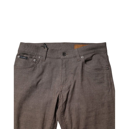 Dolce & Gabbana Brown Cotton Stretch Chino Pants Dolce & Gabbana