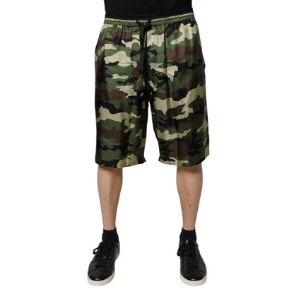 Dolce & Gabbana Multicolor Camouflage Silk Mid Waist Bermuda Shorts Dolce & Gabbana