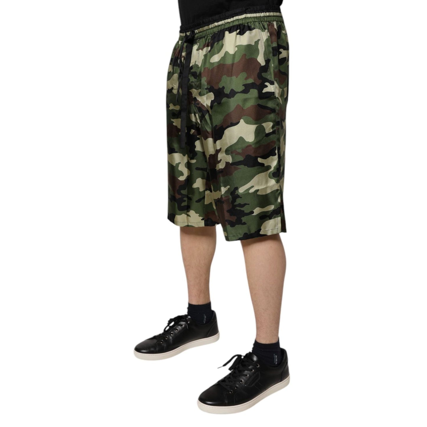 Dolce & Gabbana Multicolor Camouflage Silk Mid Waist Bermuda Shorts Dolce & Gabbana
