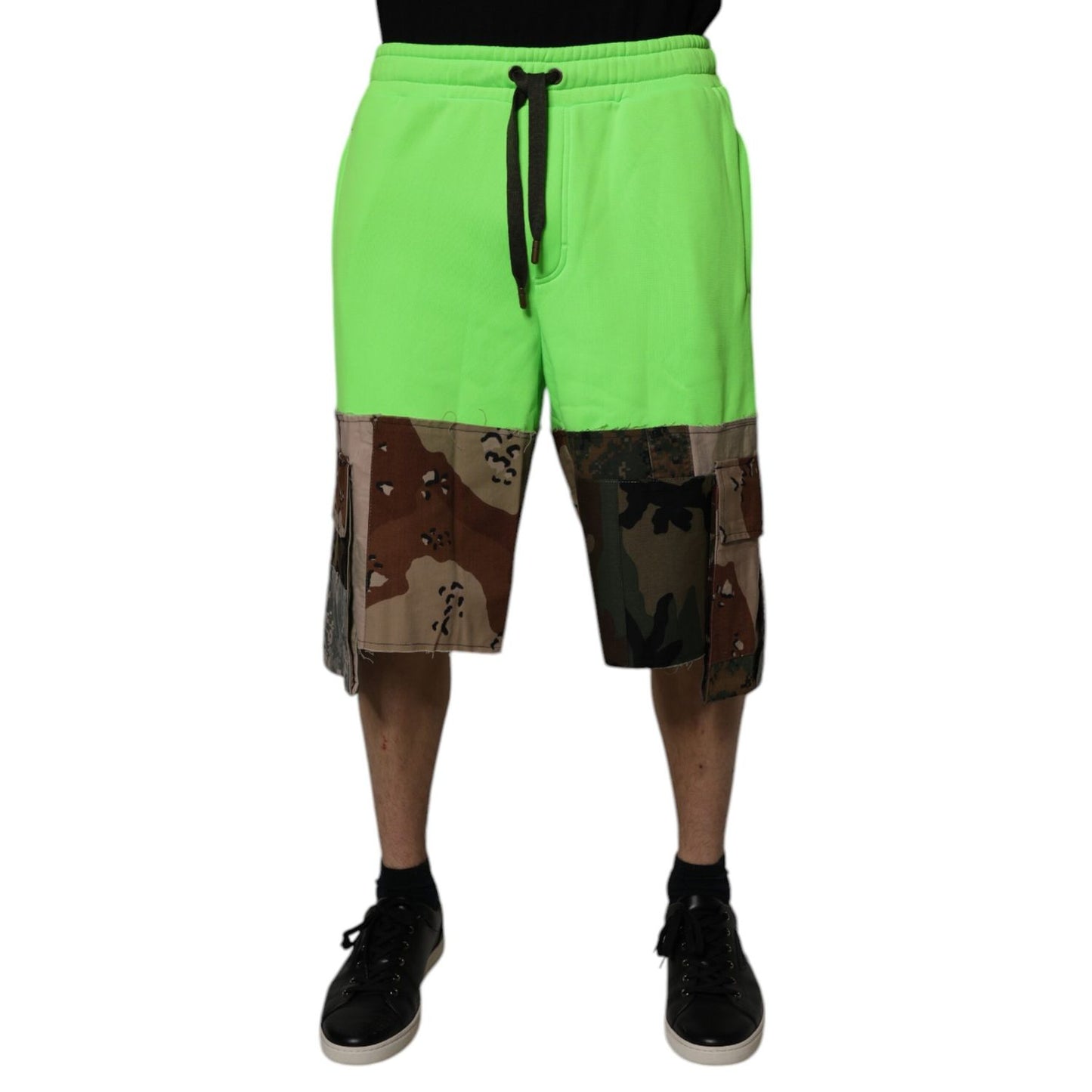 Dolce & Gabbana Green Patchwork Cargo Bermuda Shorts Dolce & Gabbana