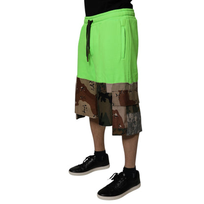 Dolce & Gabbana Green Patchwork Cargo Bermuda Shorts Dolce & Gabbana