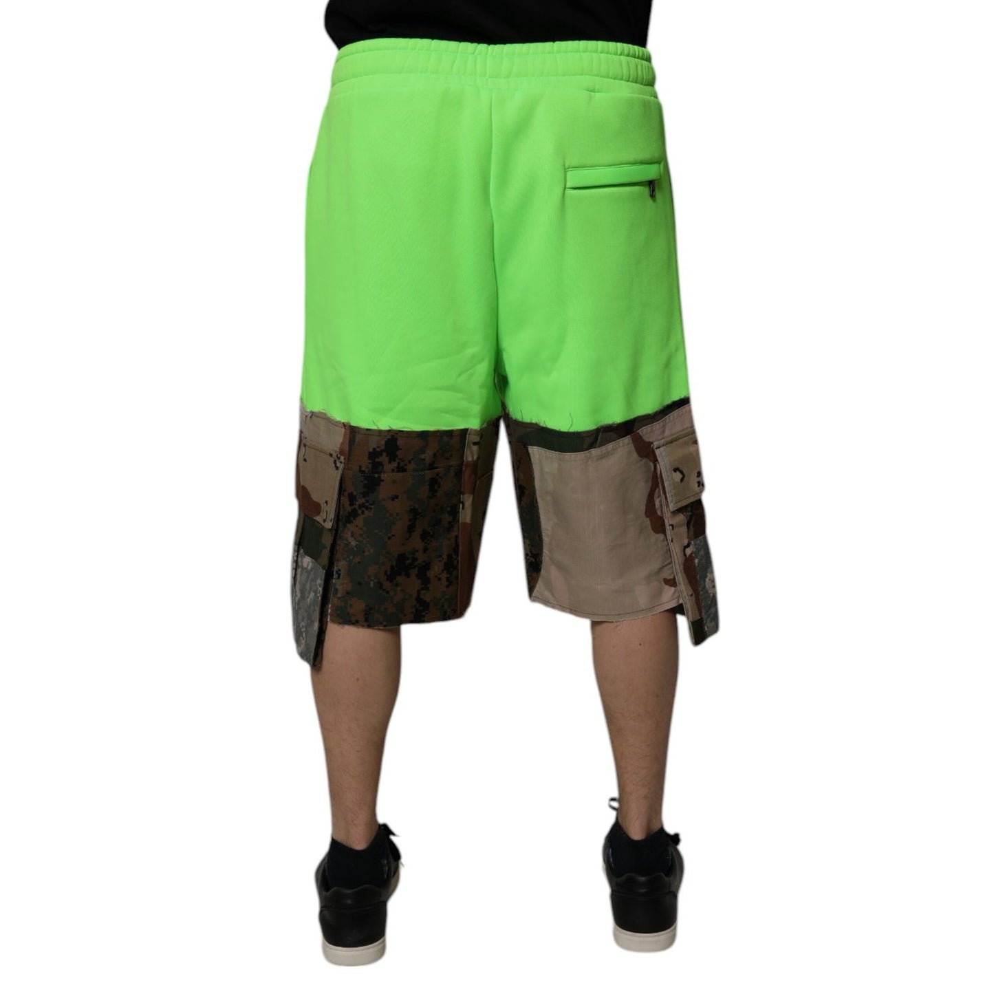 Dolce & Gabbana Green Patchwork Cargo Bermuda Shorts Dolce & Gabbana