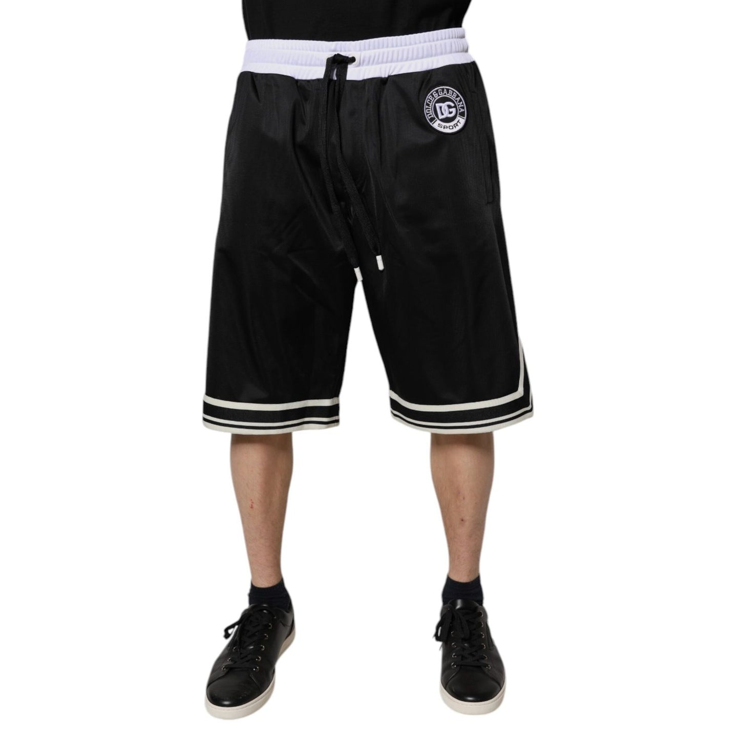 Dolce & Gabbana Black White Men Bermuda Sweatshorts Shorts Dolce & Gabbana