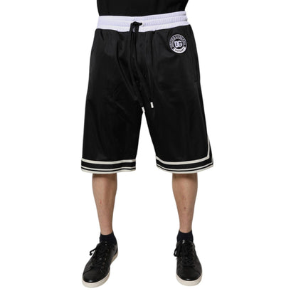 Dolce & Gabbana Black White Men Bermuda Sweatshorts Shorts Dolce & Gabbana