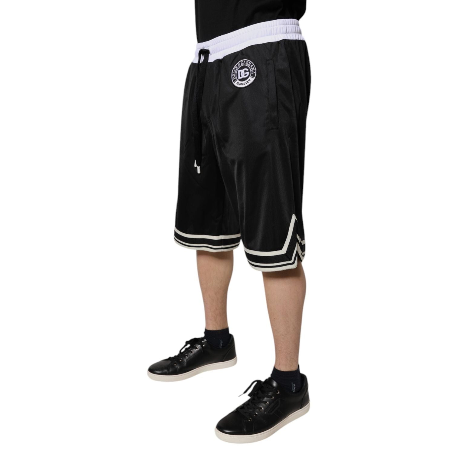 Dolce & Gabbana Black White Men Bermuda Sweatshorts Shorts