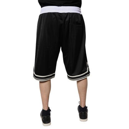 Dolce & Gabbana Black White Men Bermuda Sweatshorts Shorts Dolce & Gabbana