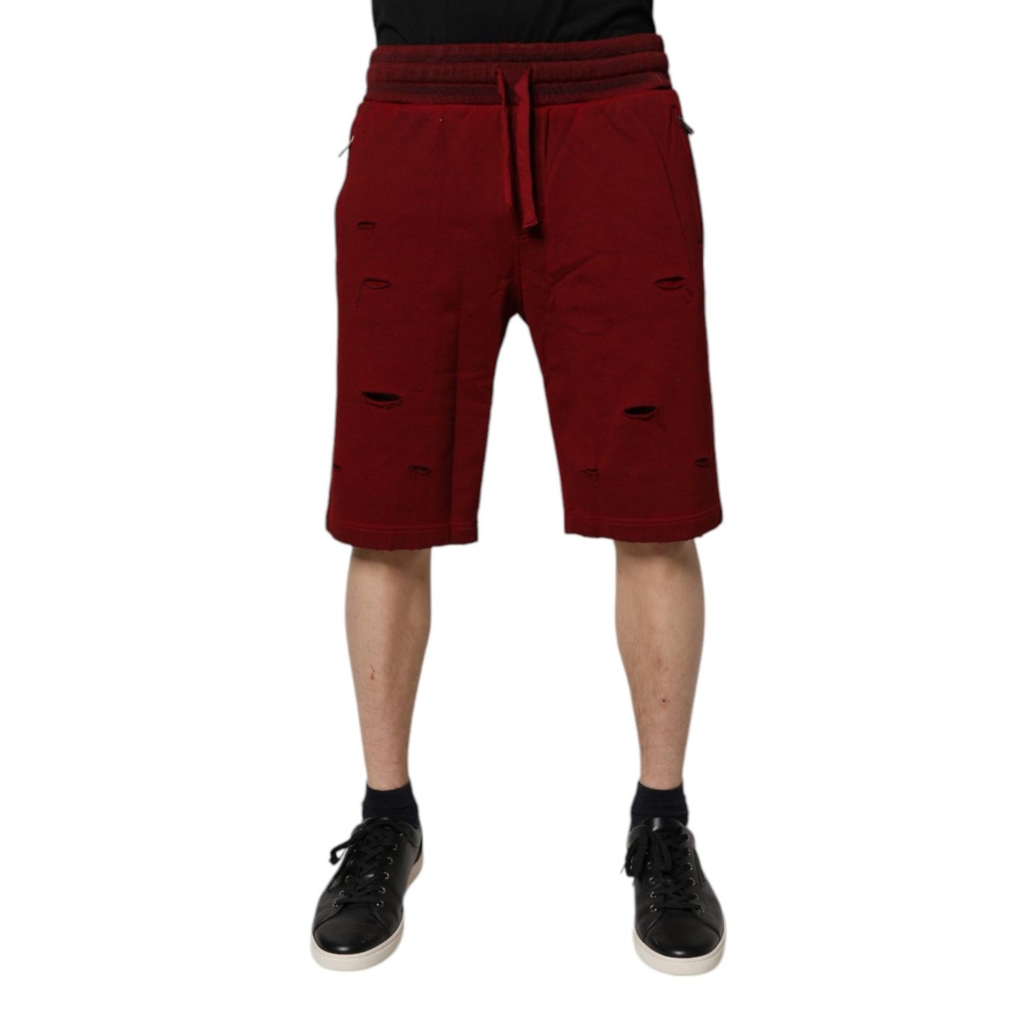 Dolce & Gabbana Maroon Rip Style Bermuda Sweatshorts Shorts Dolce & Gabbana