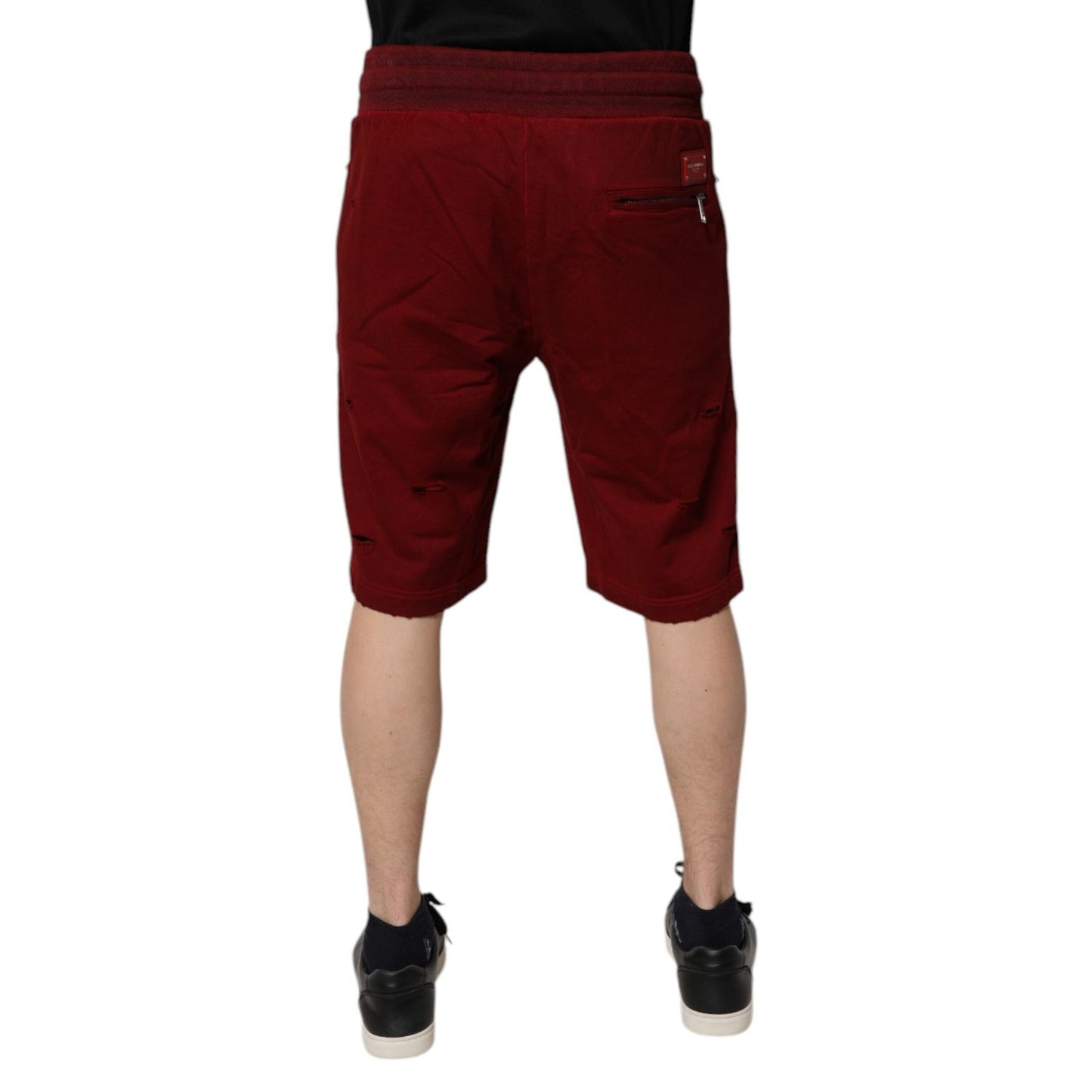 Dolce & Gabbana Maroon Rip Style Bermuda Sweatshorts Shorts Dolce & Gabbana