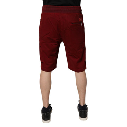 Dolce & Gabbana Maroon Rip Style Bermuda Sweatshorts Shorts Dolce & Gabbana
