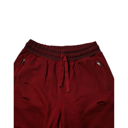 Dolce & Gabbana Maroon Rip Style Bermuda Sweatshorts Shorts Dolce & Gabbana