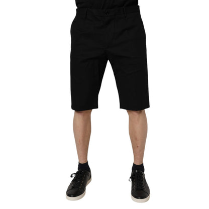 Dolce & Gabbana Black Cotton Stretch Mid Waist Bermuda Shorts Dolce & Gabbana