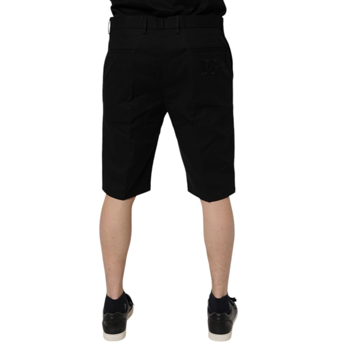 Dolce & Gabbana Black Cotton Stretch Mid Waist Bermuda Shorts Dolce & Gabbana