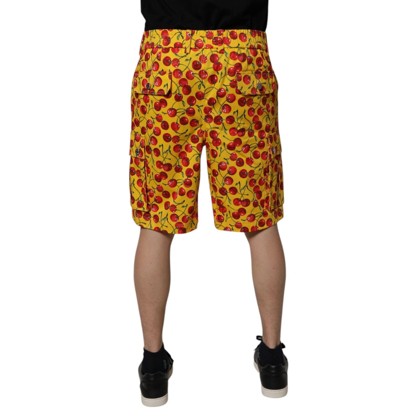 Dolce & Gabbana Yellow Cherry Print Cotton Men Bermuda Shorts Dolce & Gabbana
