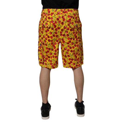 Dolce & Gabbana Yellow Cherry Print Cotton Men Bermuda Shorts Dolce & Gabbana