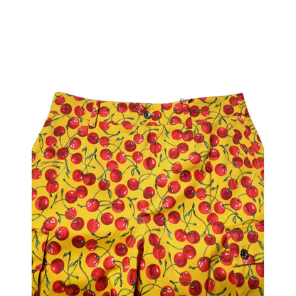 Dolce & Gabbana Yellow Cherry Print Cotton Men Bermuda Shorts Dolce & Gabbana