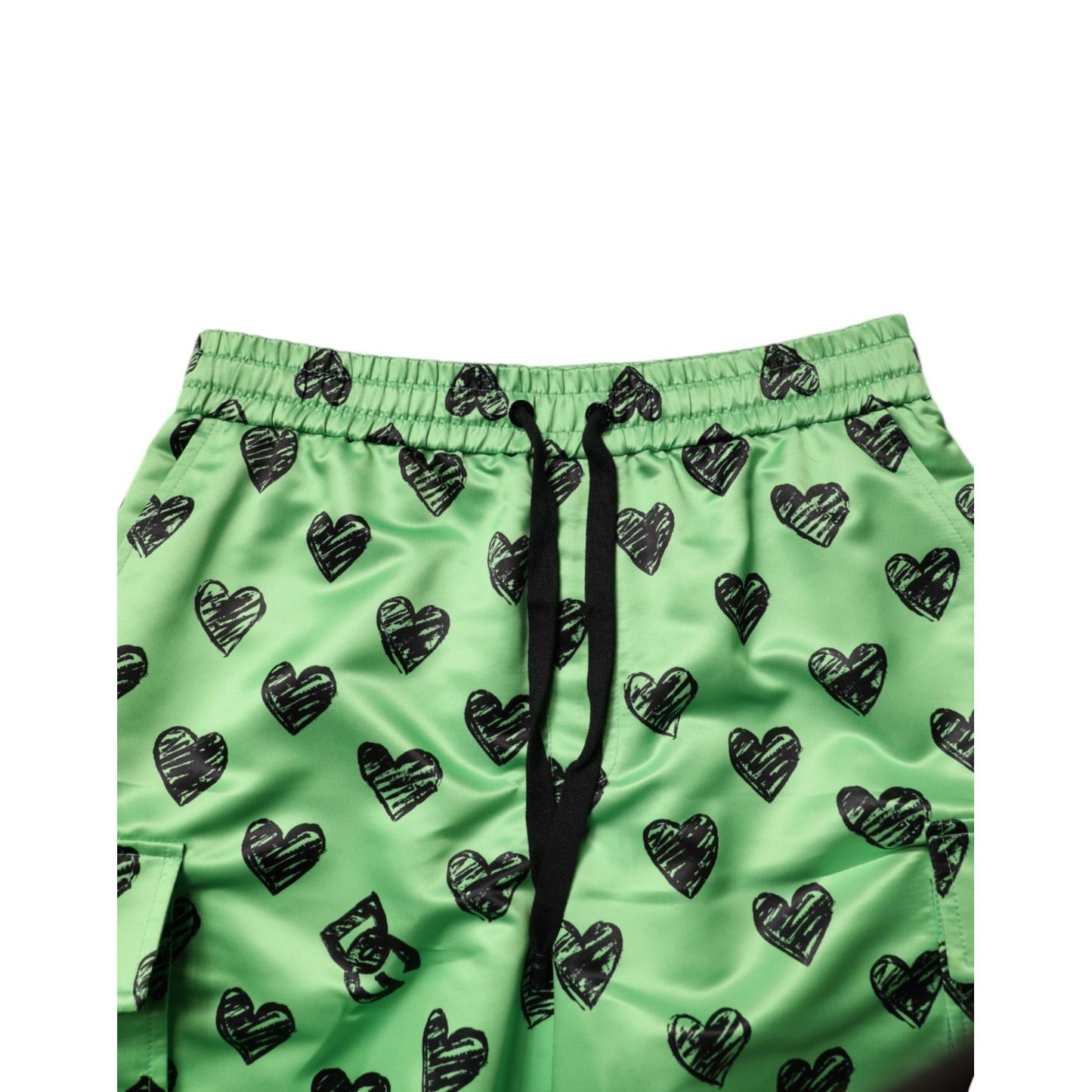 Dolce & Gabbana Green Heart Print Cargo Men Bermuda Shorts Dolce & Gabbana