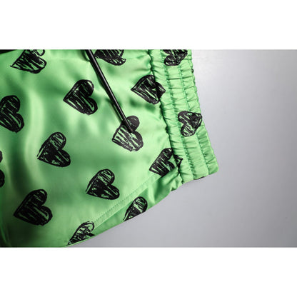Dolce & Gabbana Green Heart Print Cargo Men Bermuda Shorts Dolce & Gabbana