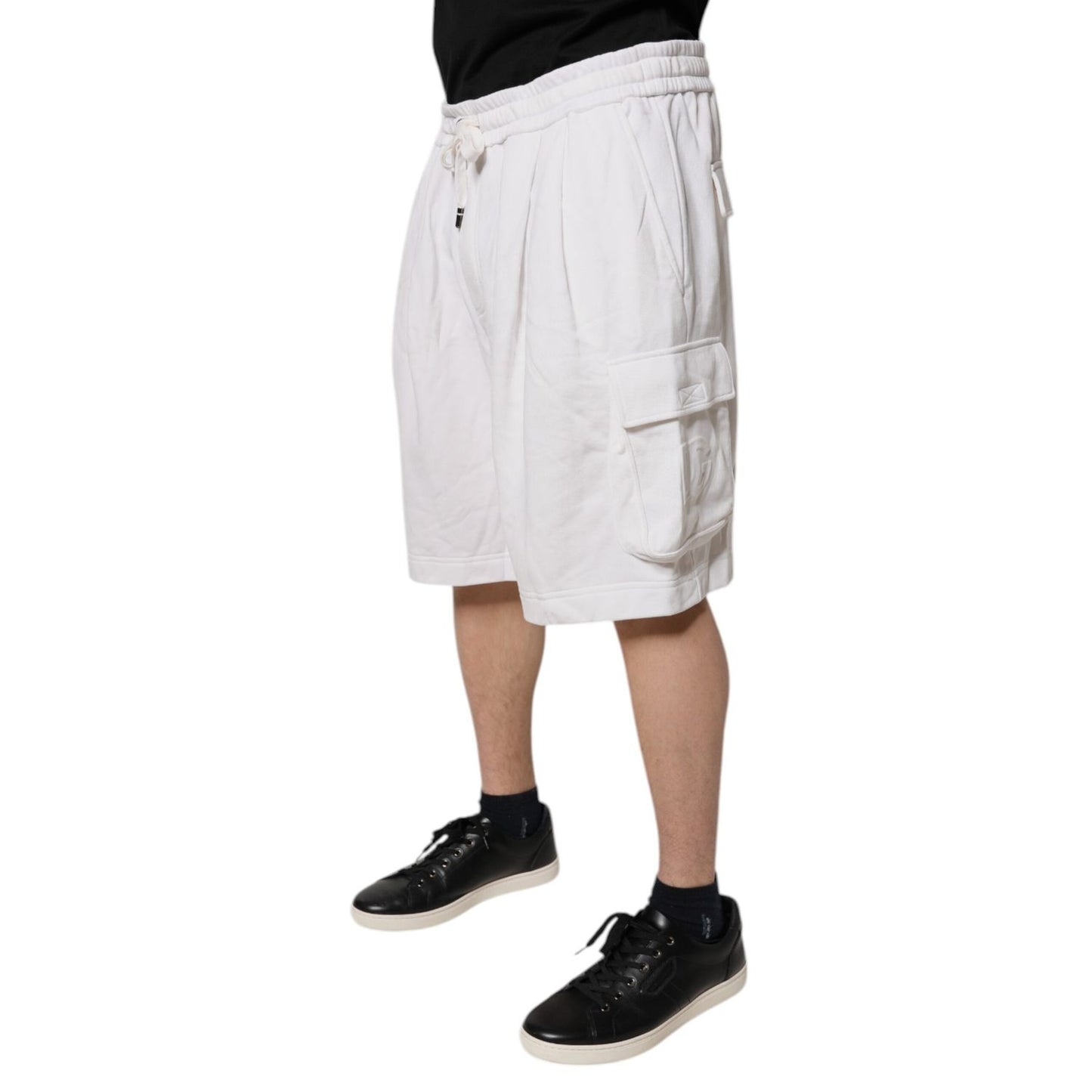 Dolce & Gabbana White Cotton Cargo Bermuda Sweatshorts Shorts Dolce & Gabbana