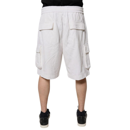 Dolce & Gabbana White Cotton Cargo Bermuda Sweatshorts Shorts Dolce & Gabbana