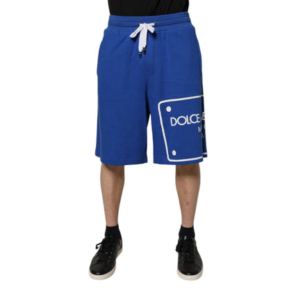 Dolce & Gabbana Blue Logo Cotton Bermuda Sweatshorts Shorts Dolce & Gabbana