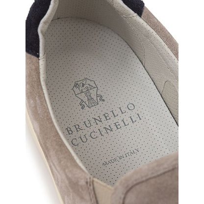 Brunello Cucinelli Beige Leather Slip-On Loafers Brunello Cucinelli