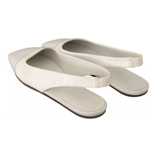 Maison Margiela White Leather Slingback Slip On Flats Shoes LA9540-37