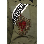 Dolce & Gabbana Military Green Queen Embellished Coat Jacket