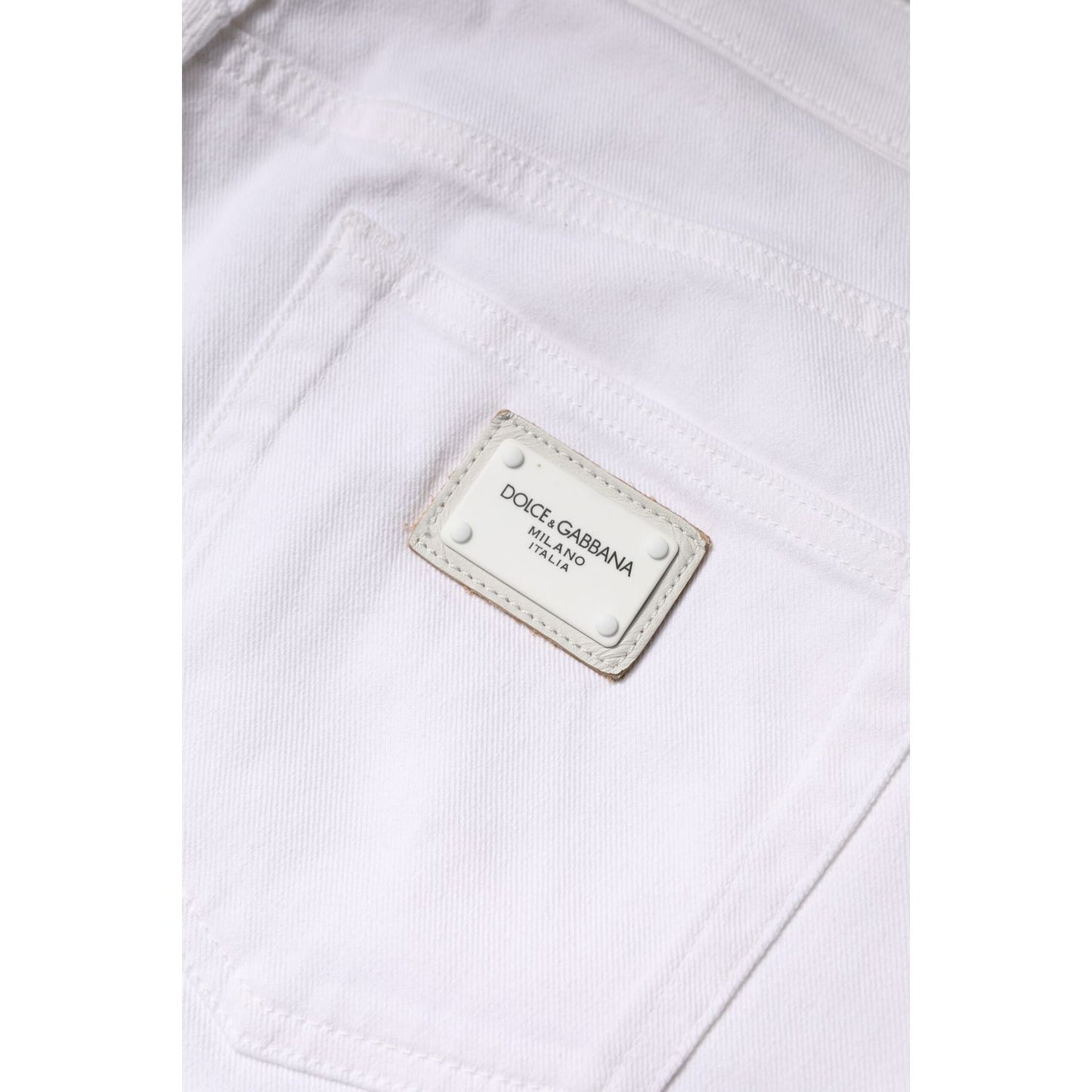 Dolce & Gabbana White Cotton Mid Waist Skinny Denim Jeans