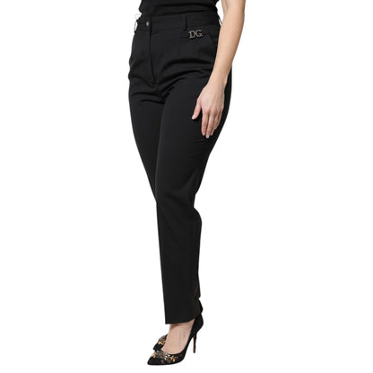 Dolce & Gabbana Black Polyester High Waist Dress Pants