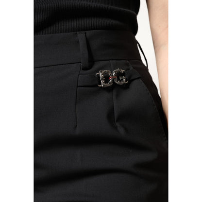 Dolce & Gabbana Black Polyester High Waist Dress Pants