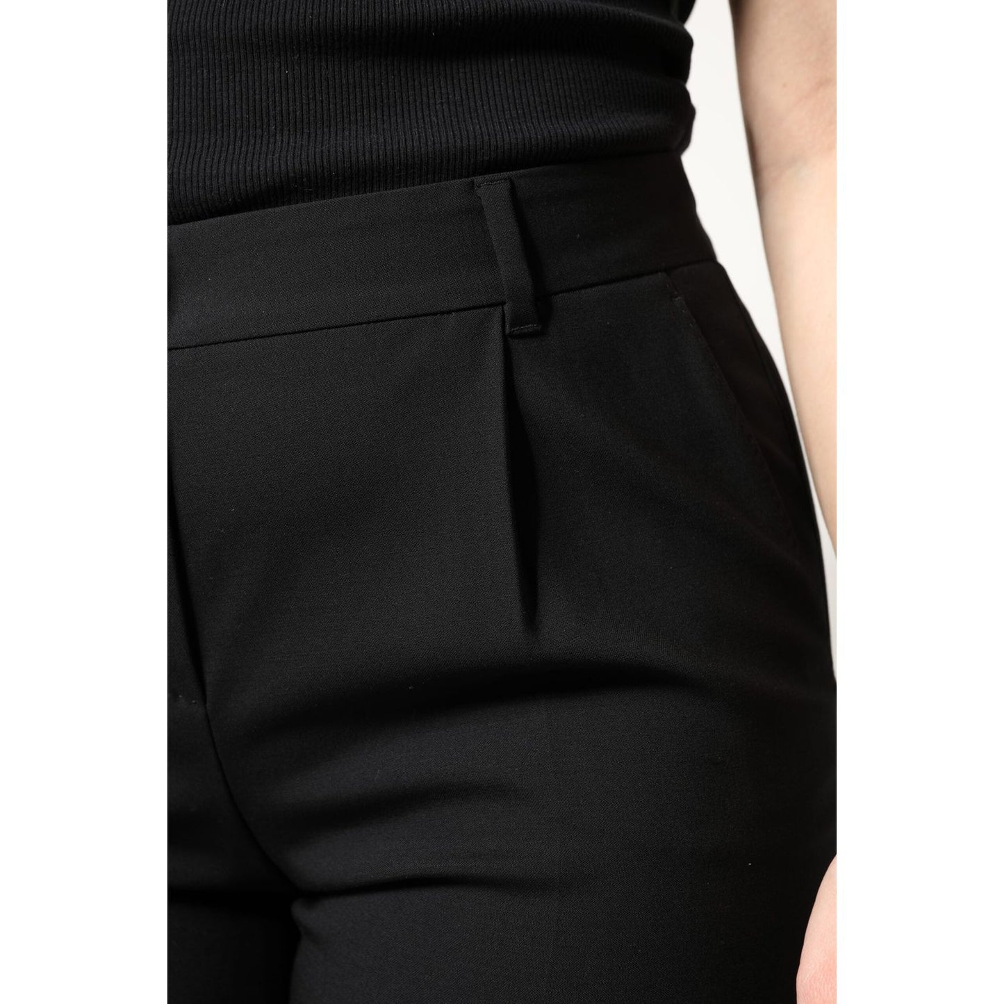 Dolce & Gabbana Black Wool High Waist Boot Cut Dress Pants PAN75975-40