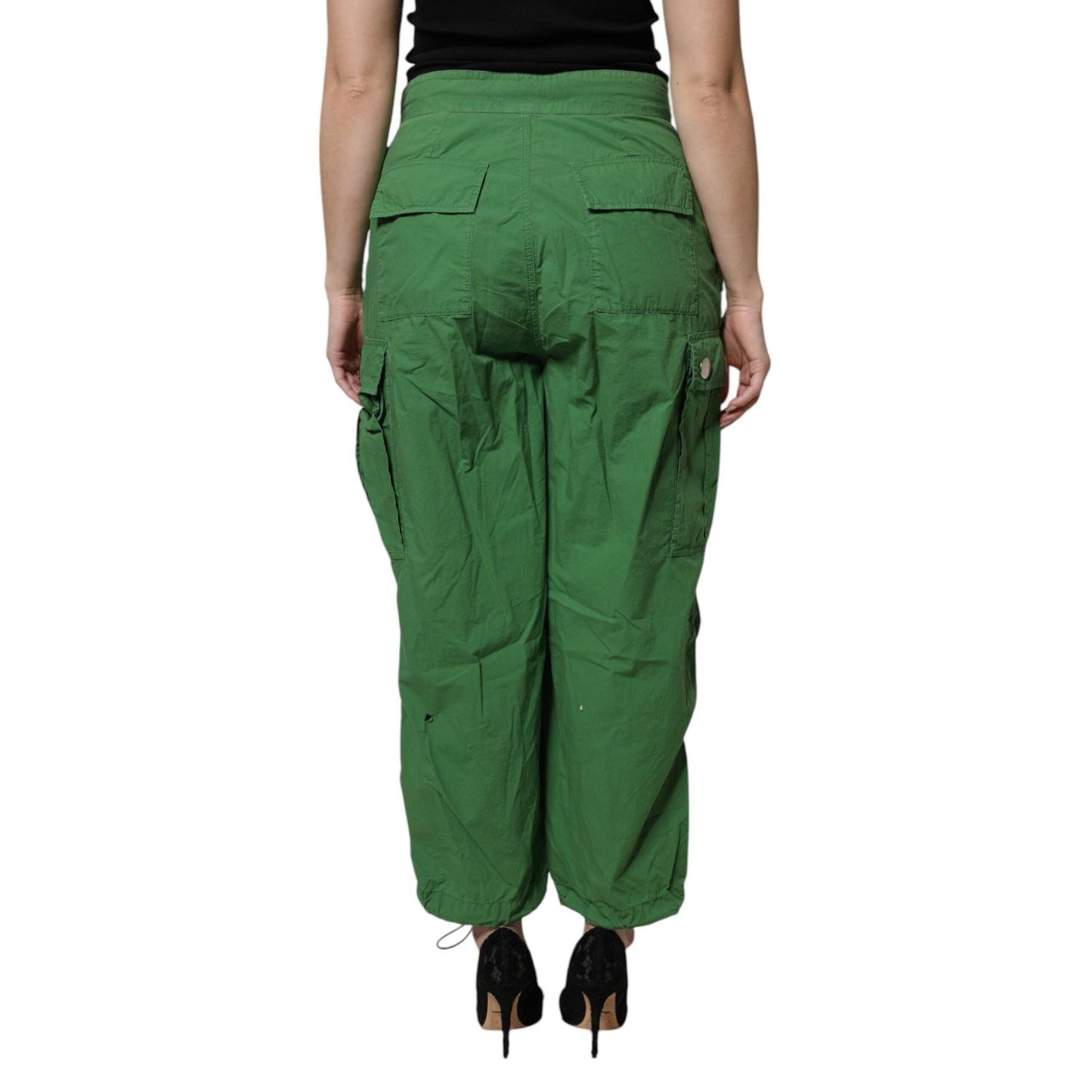 Dolce & Gabbana Green Cotton High Waist Cargo Pants