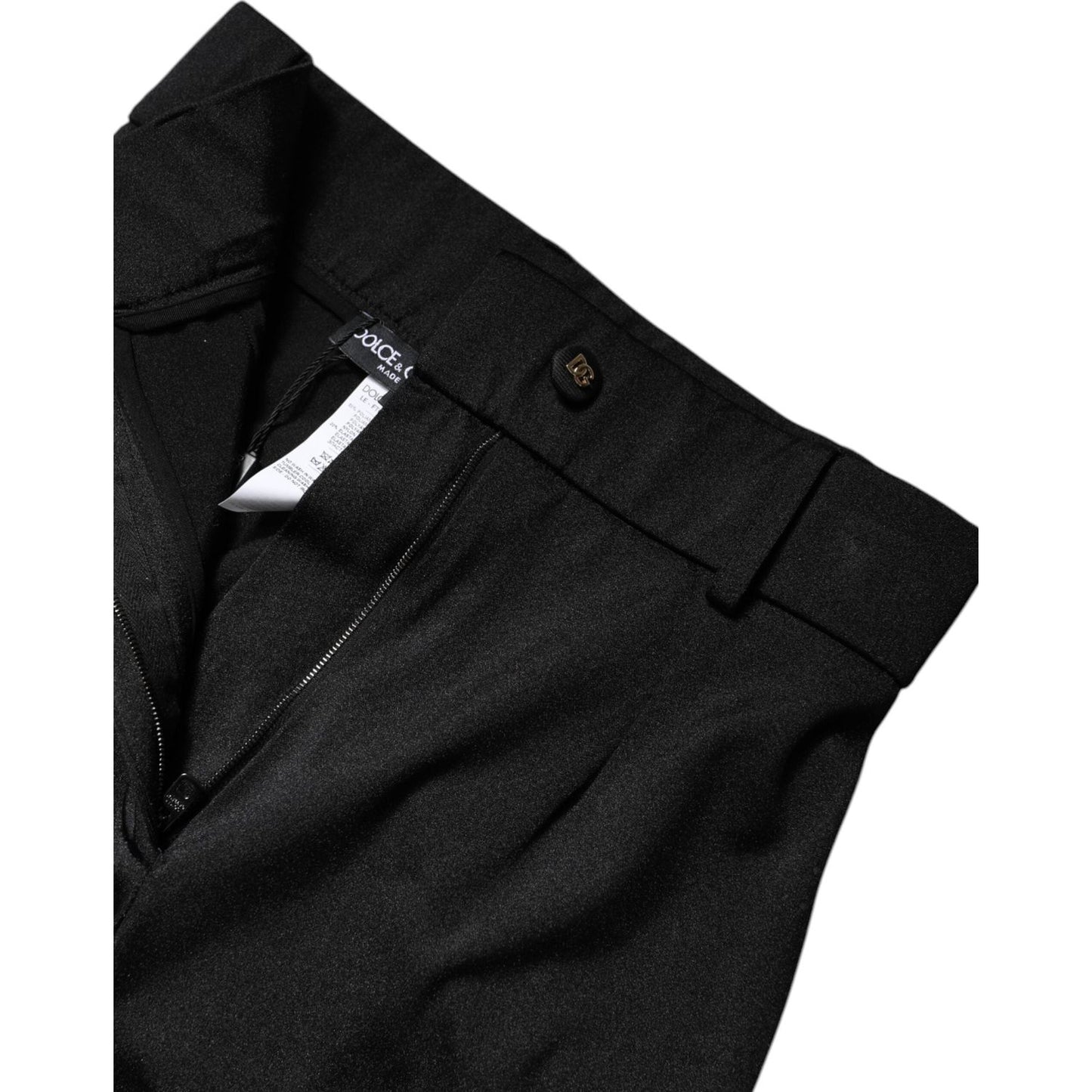 Dolce & Gabbana Black Nylon High Waist Slim Fit Pants