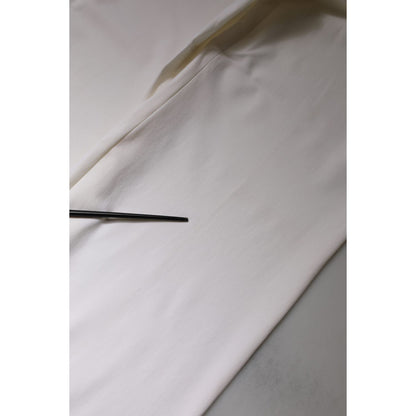 Dolce & Gabbana White Wool Mid Waist Wide Leg Pants