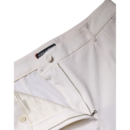 Dolce & Gabbana White Wool Mid Waist Wide Leg Pants