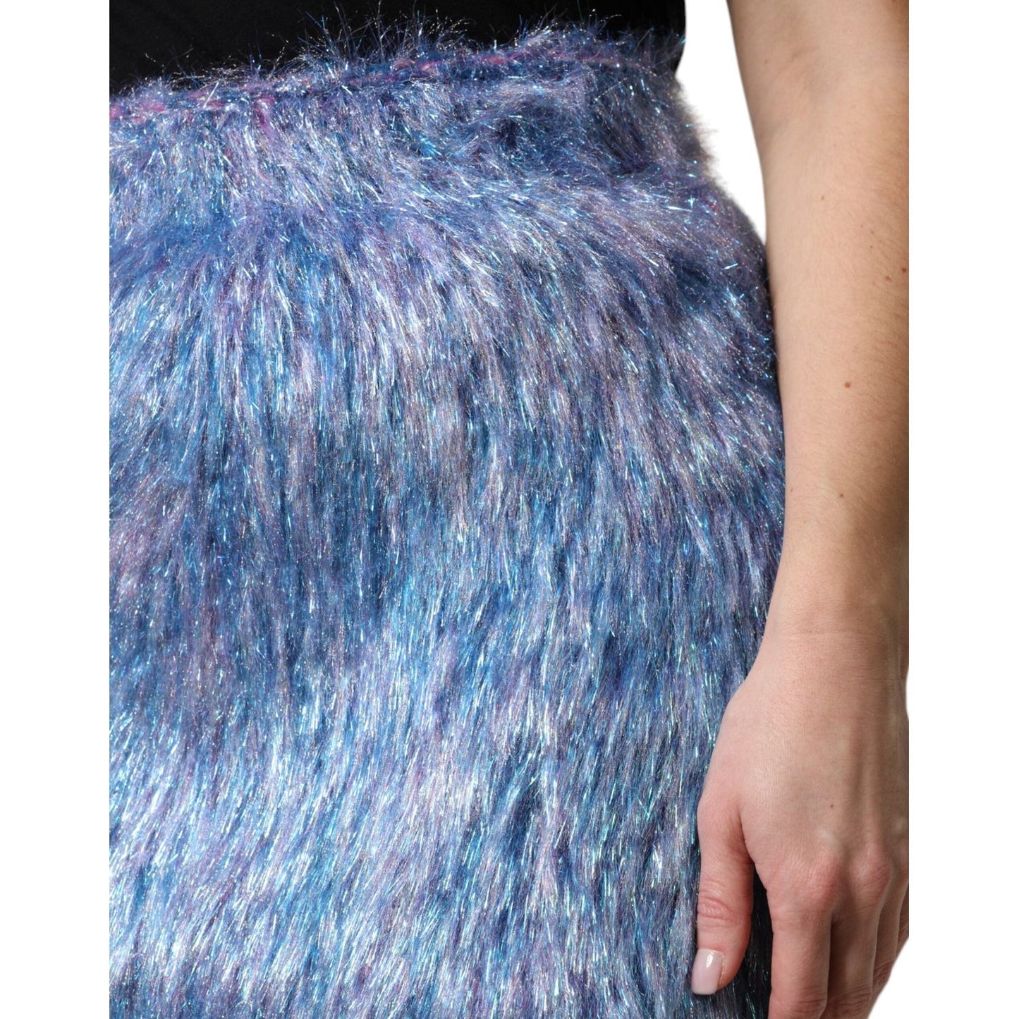 Dolce & Gabbana Multicolor Plush High Waist Mini Skirt SKI2076-36