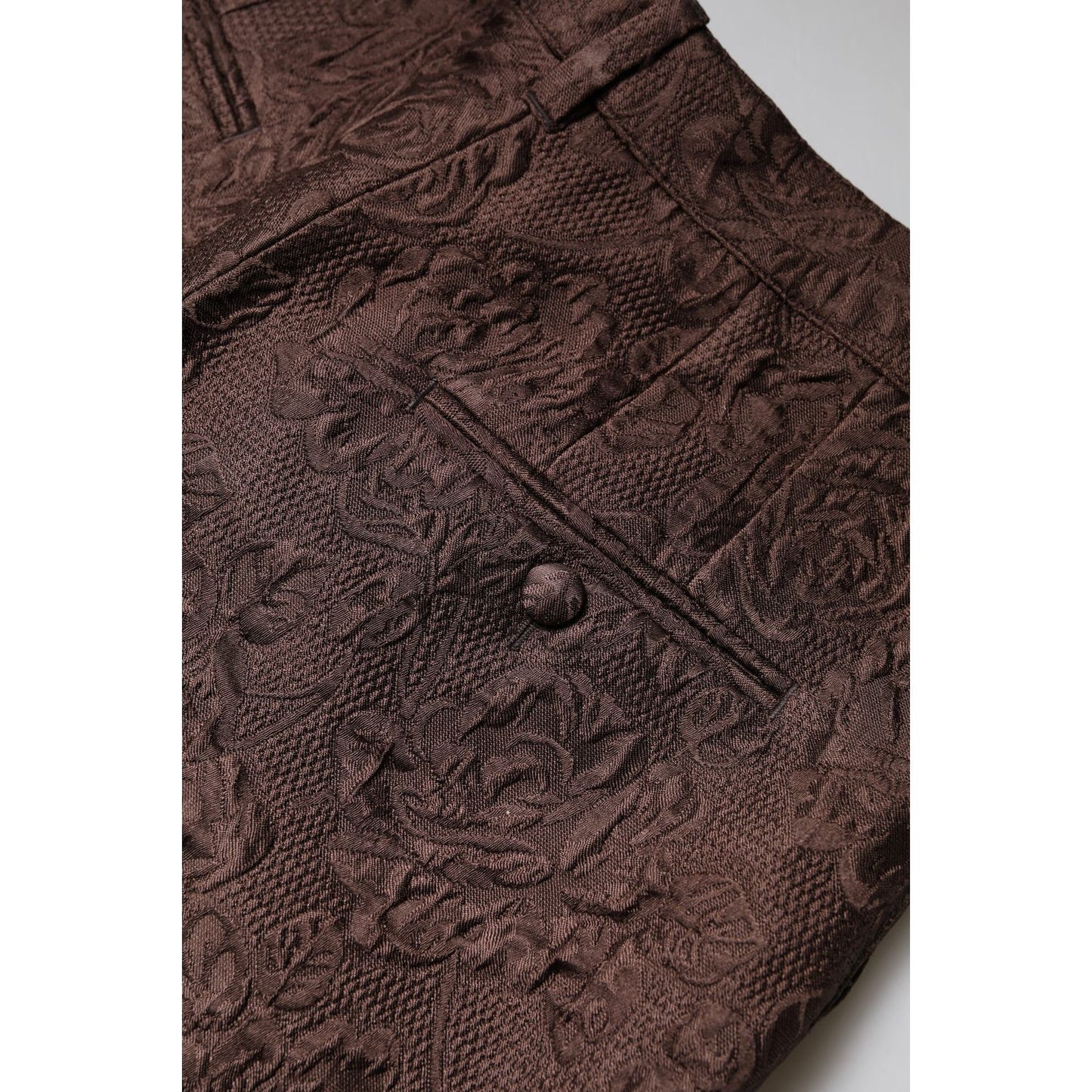 Dolce & Gabbana Brown Floral Brocade Mid Waist Mini Short