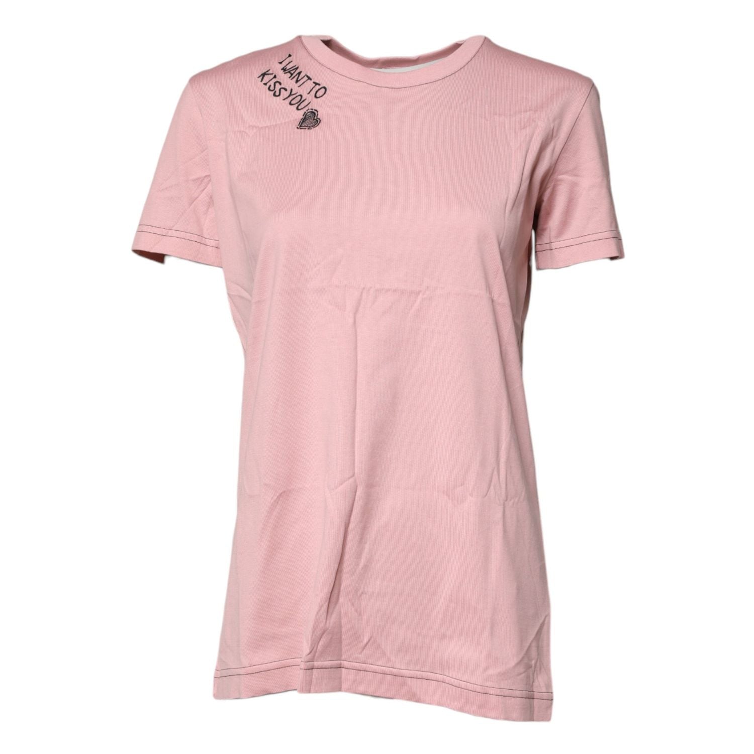 Dolce & Gabbana Pink Logo Print Cotton Crew Neck T-shirt