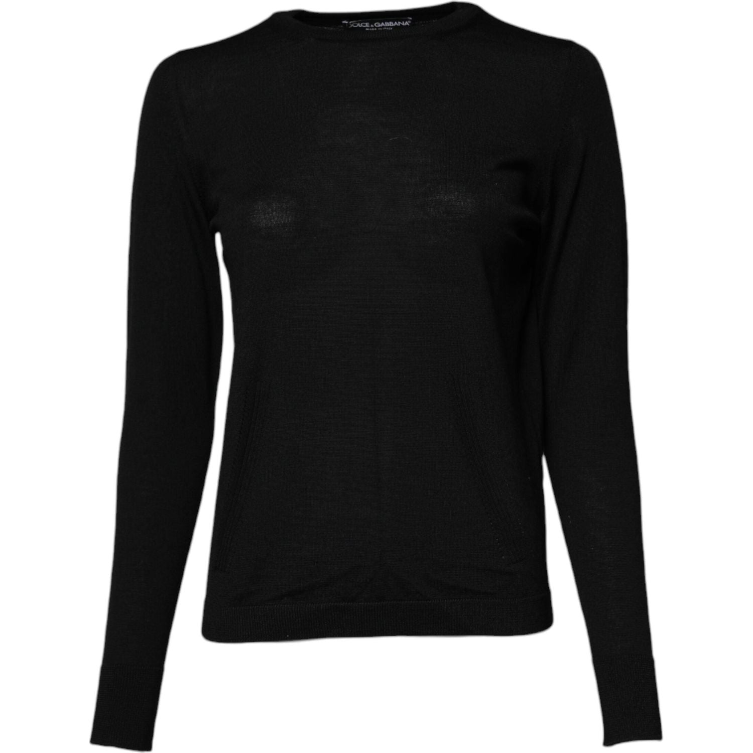 Dolce & Gabbana Black Wool Knit Crew Neck Pullover Sweater
