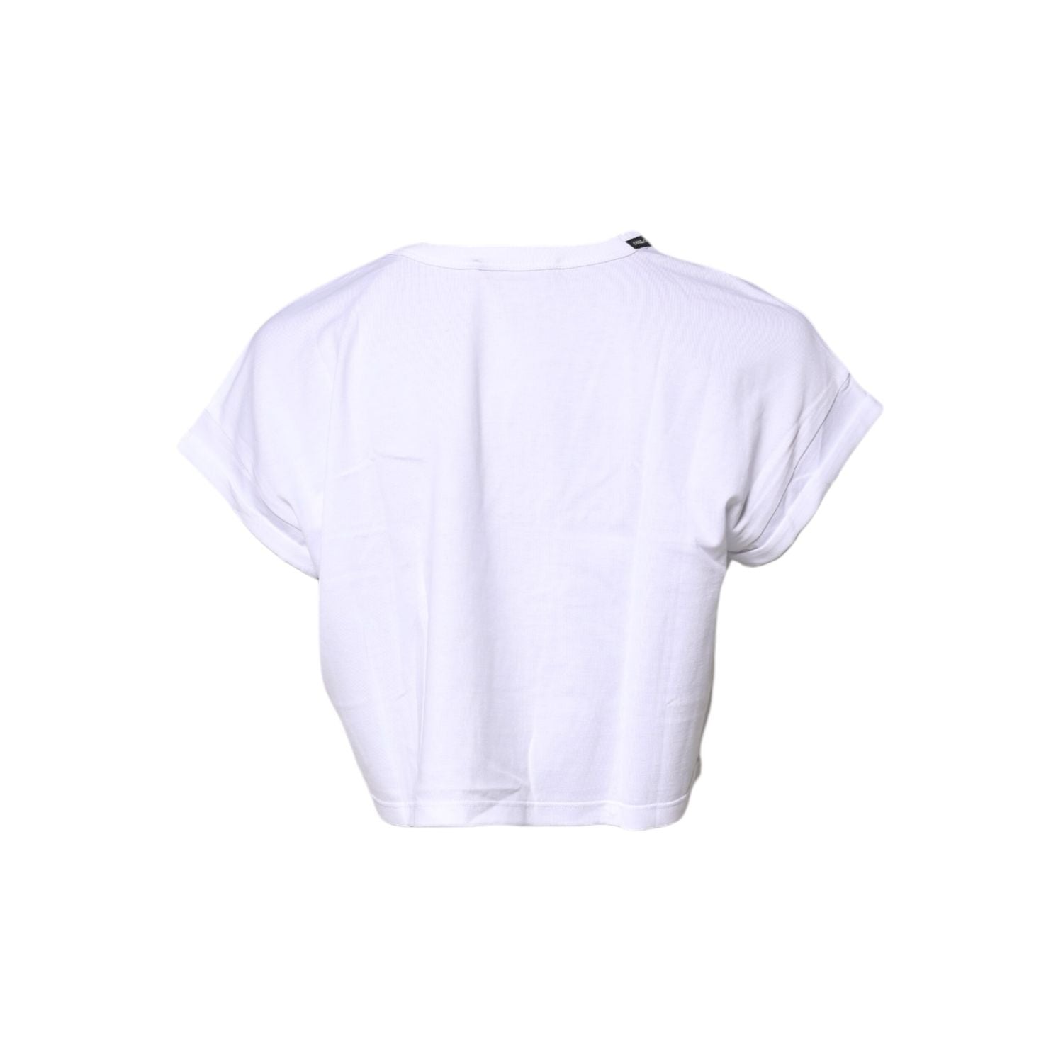 Dolce & Gabbana White Cotton Crew Neck Cropped T-shirt Top