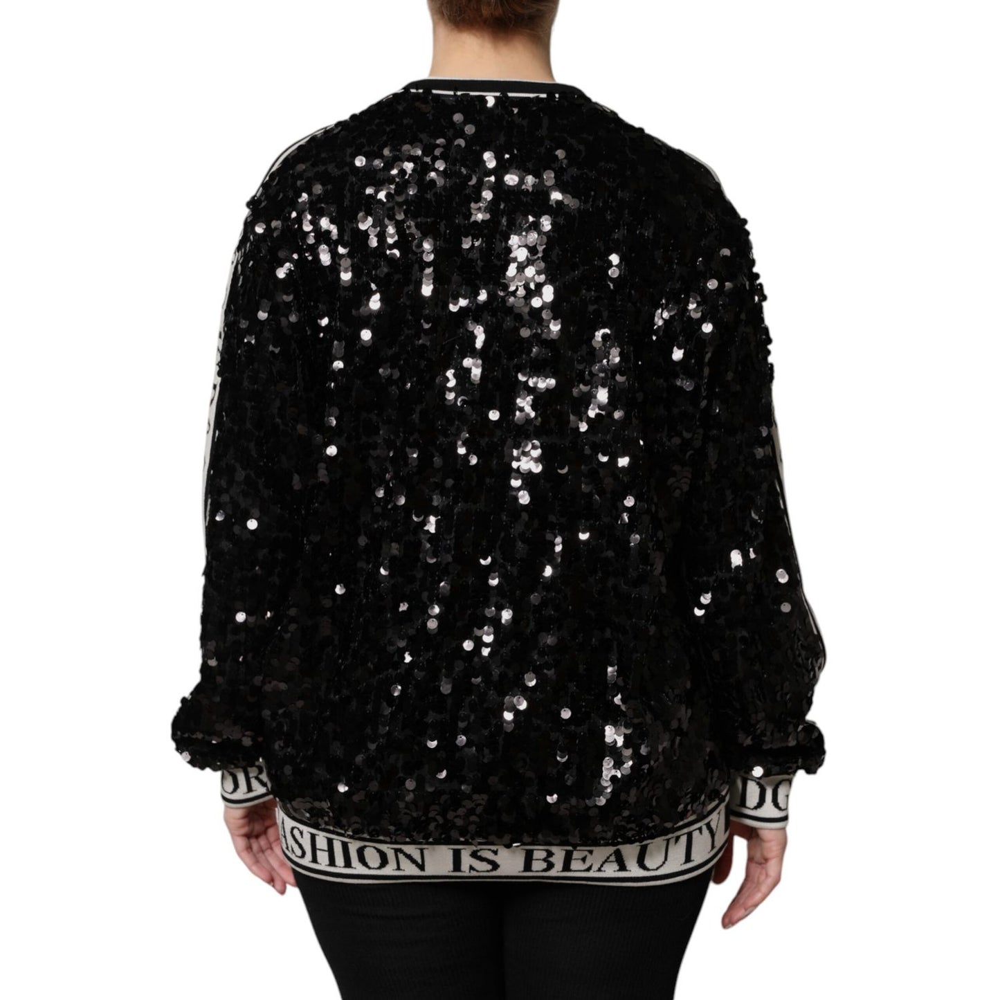 Dolce & Gabbana Black DG Queen Sequin Pullover Sweater Dolce & Gabbana